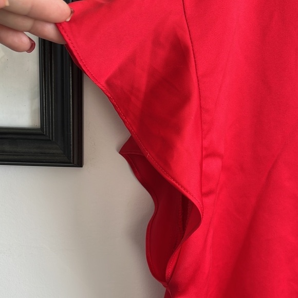 VICTORIA SECRET SATIN FLOUNCE KIMONO ROBE RUFFLE TIE ONE SIZE HEART LOVE RED - Picture 4 of 7